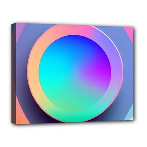 Circle Colorful Rainbow Spectrum Button Gradient Canvas 14  X 11  (stretched) by Maspions
