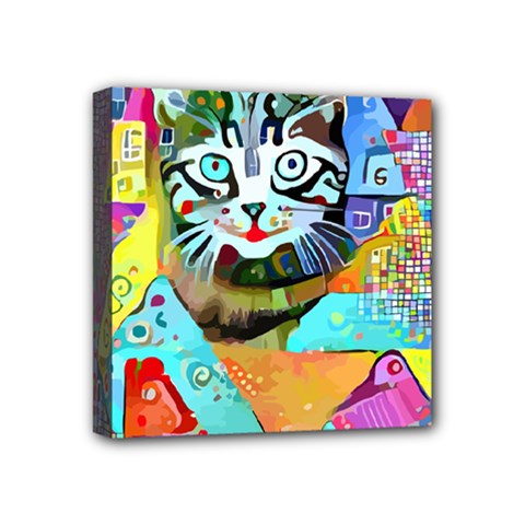Kitten Cat Pet Animal Adorable Fluffy Cute Kitty Mini Canvas 4  X 4  (stretched) by Maspions