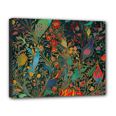 Flowers Trees Forest Mystical Forest Nature Background Landscape Canvas 14  X 11  (stretched) by Maspions