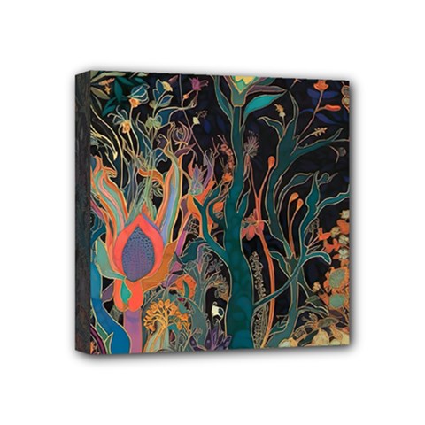 Trees Forest Mystical Forest Nature Junk Journal Landscape Mini Canvas 4  X 4  (stretched) by Maspions