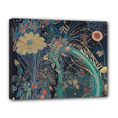 Flowers Trees Forest Mystical Forest Nature Junk Journal Scrapbooking Background Landscape Canvas 14  X 11  (stretched) by Maspions