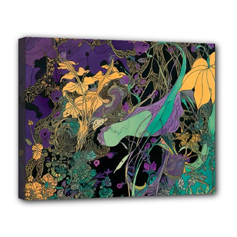 Flowers Trees Forest Mystical Forest Nature Canvas 14  X 11  (stretched) by Maspions