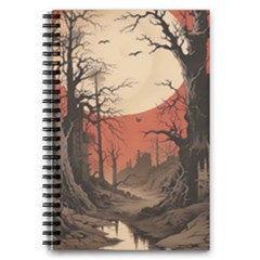 Comic Gothic Macabre Vampire Haunted Red Sky 5 5  X 8 5  Notebook by Maspions