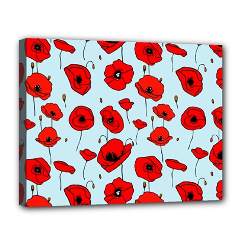 Poppies Flowers Red Seamless Pattern Canvas 14  X 11  (stretched) by Maspions