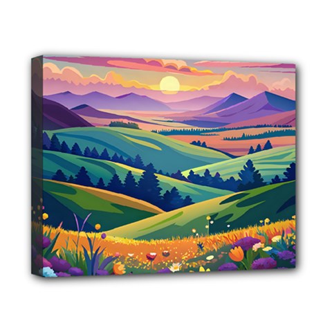 Field Valley Nature Meadows Flowers Dawn Landscape Canvas 10  X 8  (stretched) by Maspions