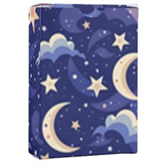 Night Moon Seamless Background Stars Sky Clouds Texture Pattern Playing Cards Single Design (rectangle) With Custom Box by Maspions