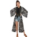Rebel Life: Typography Black and White Pattern Maxi Kimono View1