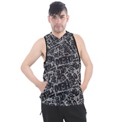 Rebel Life: Typography Black And White Pattern Men s Sleeveless Hoodie by dflcprintsclothing