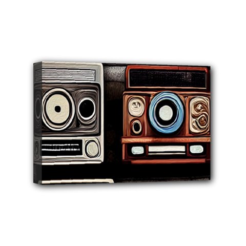 Retro Cameras Old Vintage Antique Technology Wallpaper Retrospective Mini Canvas 6  X 4  (stretched) by Grandong
