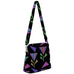 Abstract Pattern Flora Flower Zipper Messenger Bag by Maspions