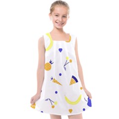Pattern-fruit-apples-green Kids  Cross Back Dress by Maspions