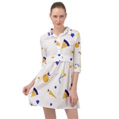 Pattern-fruit-apples-green Mini Skater Shirt Dress by Maspions