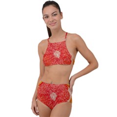 Grapefruit-fruit-background-food Halter Tankini Set by Maspions
