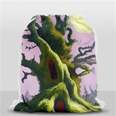 Outdoors Night Full Moon Setting Scene Woods Light Moonlight Nature Wilderness Landscape Drawstring Bag (small) by Posterlux