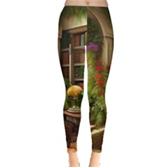 Room Interior Library Books Bookshelves Reading Literature Study Fiction Old Manor Book Nook Reading Everyday Leggings  by Posterlux