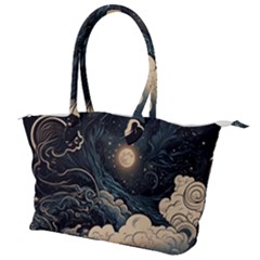 Starry Sky Moon Space Cosmic Galaxy Nature Art Clouds Art Nouveau Abstract Canvas Shoulder Bag by Posterlux