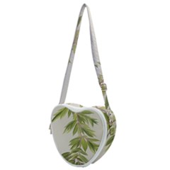 Watercolor Leaves Branch Nature Plant Growing Still Life Botanical Study Heart Shoulder Bag by Posterlux