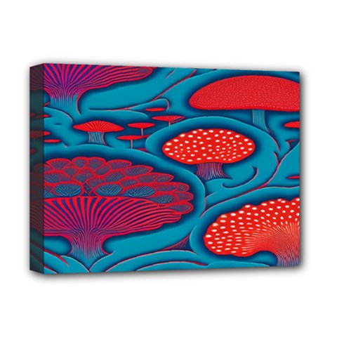 Vintage Ornate Mushroom Leafage Wallpaper Deluxe Canvas 16  X 12  (stretched)  by Apen