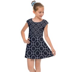 Geometric Pattern Design White Kids  Cap Sleeve Dress by Maspions