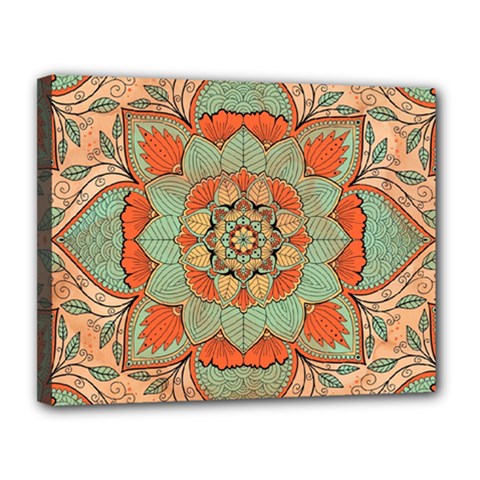 Mandala Floral Decorative Flower Canvas 14  X 11  (stretched) by Maspions