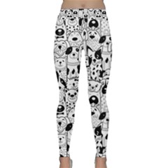 Seamless Pattern With Black White Doodle Dogs Classic Yoga Leggings by Grandong