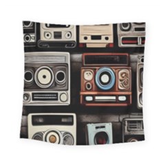 Retro Cameras Old Vintage Antique Technology Wallpaper Retrospective Square Tapestry (small) by Grandong