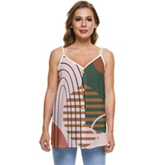 Line Forms Art Drawing Background Casual Spaghetti Strap Chiffon Top by Maspions