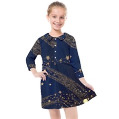 Starsstar Glitter Kids  Quarter Sleeve Shirt Dress by Maspions