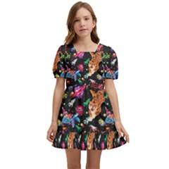 Beautiful Pattern Kids  Short Sleeve Dolly Dress by Sparkle
