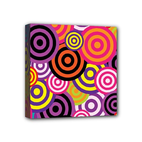 Abstract Circles Background Retro Mini Canvas 4  X 4  (stretched) by Ravend