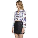 Seamless Pattern Geometric Texture Long Sleeve Tie Back Satin Wrap Top View2