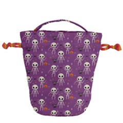 Skull Halloween Pattern Drawstring Bucket Bag by Maspions