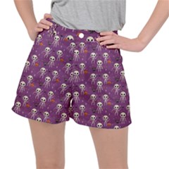 Skull Halloween Pattern Women s Ripstop Shorts by Maspions