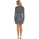 Monochrome Mirage Long Sleeve Deep V Mini Dress  View4