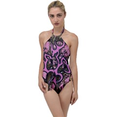 Pink Browning Deer Glitter Camo Go With The Flow One Piece Swimsuit by Maspions