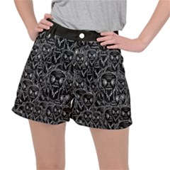 Old Man Monster Motif Black And White Creepy Pattern Women s Ripstop Shorts by dflcprintsclothing
