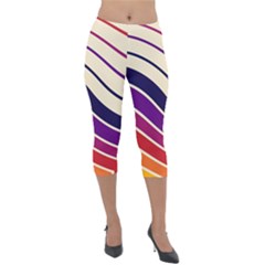 Angles Design Pattern Retro Lightweight Velour Capri Leggings  by Maspions
