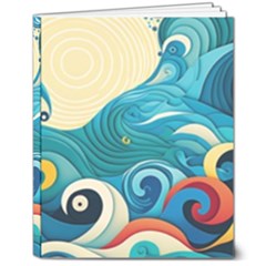 Waves Wave Ocean Sea Abstract Whimsical 8  X 10  Hardcover Notebook by Maspions