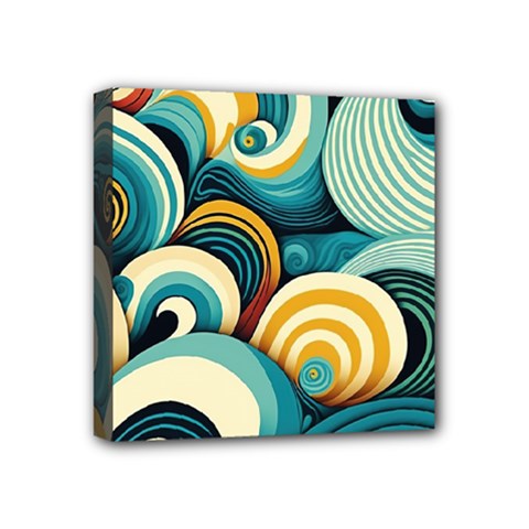 Wave Waves Ocean Sea Abstract Whimsical Mini Canvas 4  X 4  (stretched) by Maspions