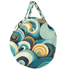 Wave Waves Ocean Sea Abstract Whimsical Giant Round Zipper Tote by Maspions