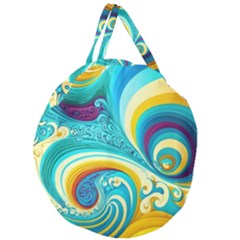 Abstract Waves Ocean Sea Whimsical Giant Round Zipper Tote by Maspions
