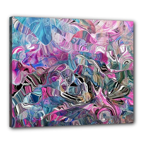 Pink Swirls Blend  Canvas 24  X 20  (stretched) by kaleidomarblingart