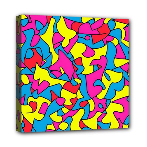 Colorful-graffiti-pattern-blue-background Mini Canvas 8  X 8  (stretched) by designsbymallika