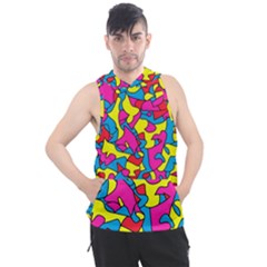 Colorful-graffiti-pattern-blue-background Men s Sleeveless Hoodie by designsbymallika