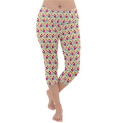 Summer Watermelon Pattern Lightweight Velour Capri Yoga Leggings by designsbymallika