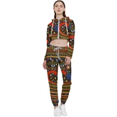 Swirl Vortex Emoji Cyclone Motion Art Cropped Zip Up Lounge Set by Paksenen