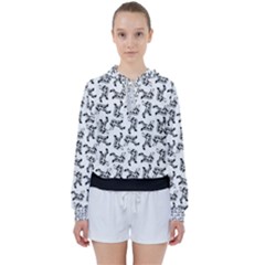 Erotic Pants Motif Black And White Graphic Pattern Black Backgrond Women s Tie Up Sweat by dflcprintsclothing