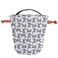 Erotic Pants Motif Black And White Graphic Pattern Black Backgrond Drawstring Bucket Bag by dflcprintsclothing