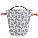 Erotic Pants Motif Black And White Graphic Pattern Black Backgrond Drawstring Bucket Bag View1