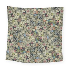 Sticker Collage Motif Pattern Black Backgrond Square Tapestry (large) by dflcprintsclothing